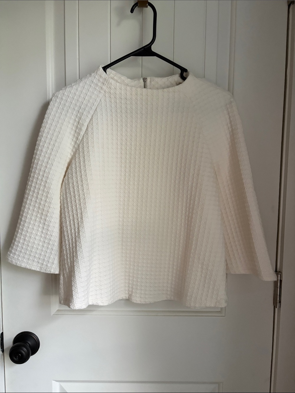 Anthropology W5 - Cream Textured Waffle-Knit Blouse